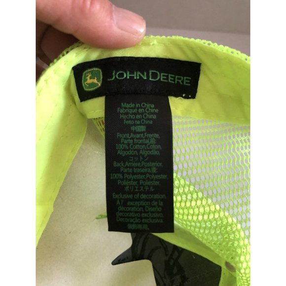 John Deere Trucker Hat Gray/ Bright Yellow Mesh OSFA SnapBack Embroidered - Picture 7 of 7
